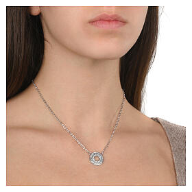 Speranza necklace by Agios, round cut-out medal with rhinestones, 925 silver