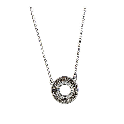 Speranza necklace by Agios, round cut-out medal with rhinestones, 925 silver 1