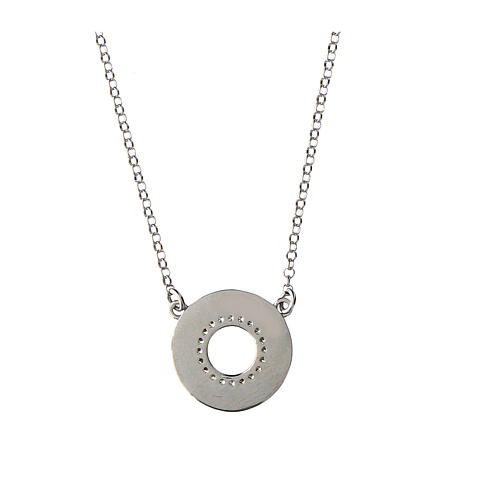 Speranza necklace by Agios, round cut-out medal with rhinestones, 925 silver 2