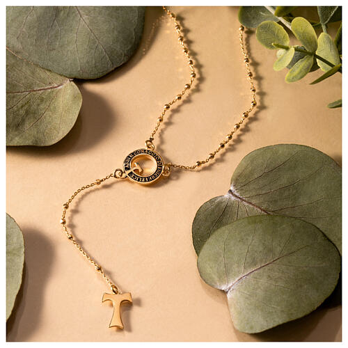 Burnished gold plated beatitude rosary Agios 925 silver 5