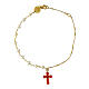 Bracelet Agios perles naturelles croix zircons oranges argent 925 doré s1