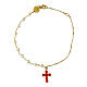 Bracelet Agios perles naturelles croix zircons oranges argent 925 doré s1