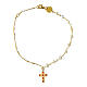 Bracelet Benedictus perles naturelles croix zircons oranges argent 925 doré s3