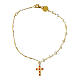 Golden Agios bracelet with natural pearls cross orange zircons 925 silver s2