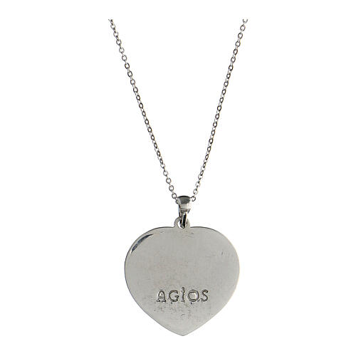 Mater Agios necklace, heart of 0.10 in, burnished rhodium-plated 925 silver 2