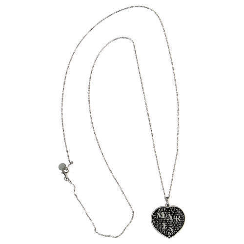 Mater Agios necklace, heart of 0.10 in, burnished rhodium-plated 925 silver 3