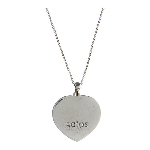 Collana mater cuore 26 mm Agios rodio argento 925 brunito 3