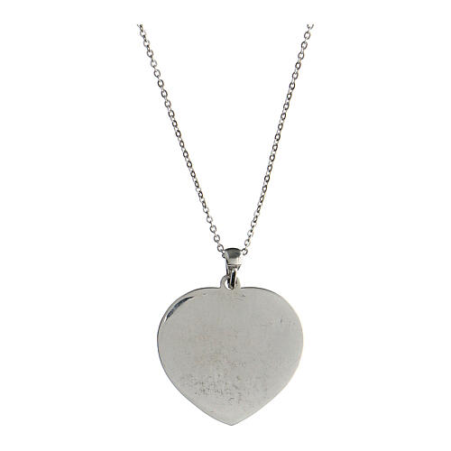 Collana mater cuore 26 mm Benedictus rodio argento 925 brunito 3