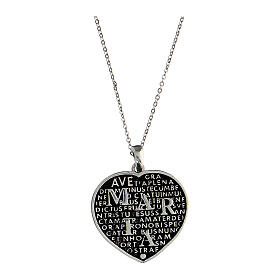 Mater heart necklace 26 mm Benedictus rhodium burnished 925 silver