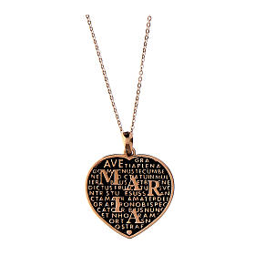 Collana mater Agios cuore 26 mm rosé argento 925 brunito