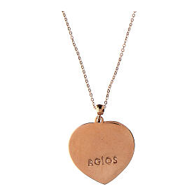Collana mater Agios cuore 26 mm rosé argento 925 brunito