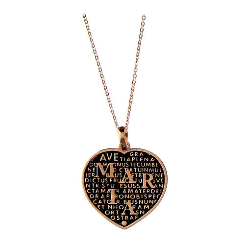 Collana mater Agios cuore 26 mm rosé argento 925 brunito 1