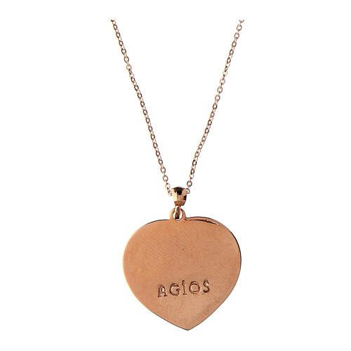 Collana mater Agios cuore 26 mm rosé argento 925 brunito 2