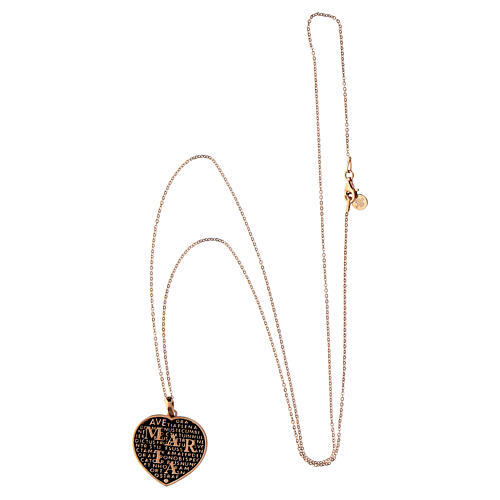 Collana mater Agios cuore 26 mm rosé argento 925 brunito 3