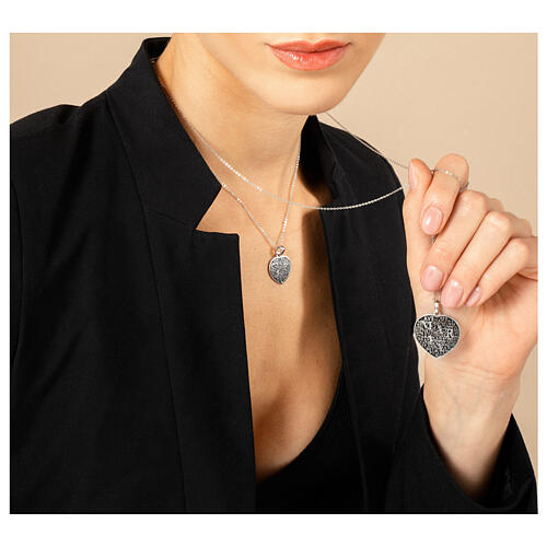 Collana mater Agios cuore 26 mm rosé argento 925 brunito 4