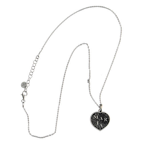 Mater Agios necklace, 0.07 in heart, burnished rhodium-plated 925 silver 3