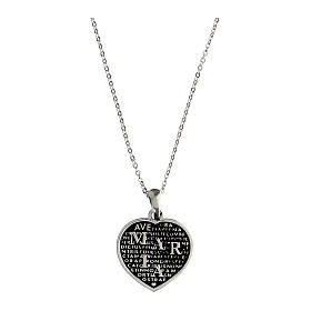 Collana Agios 19 mm cuore mater rodio brunito argento 925