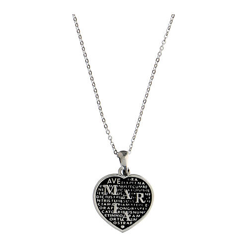 Collana Agios 19 mm cuore mater rodio brunito argento 925 1