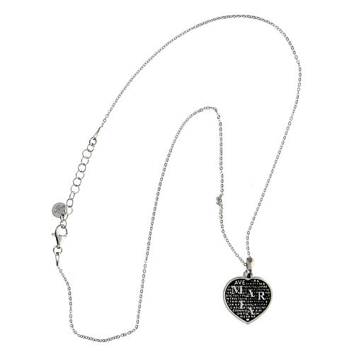 Collana Agios 19 mm cuore mater rodio brunito argento 925 4