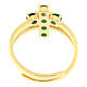 Agios ring with cross of green rhinestones, gold plated 925 silver s3