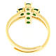 Agios ring with cross of green rhinestones, gold plated 925 silver s4