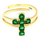 Golden cross ring with green zircon in 925 silver Agios s2
