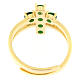 Golden cross ring with green zircon in 925 silver Agios s3