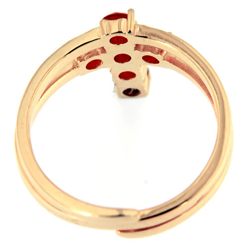 Agios ring with cross of orange rhinestones, gold plated 925 silver 3