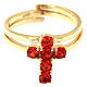 Bague Agios croix zircons oranges argent 925 doré s2