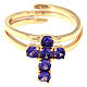 Golden cross ring 925 silver purple zircons Agios s2