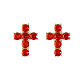 Agios stud earrings, gold plated cross with orange rhinestones, 925 silver s1