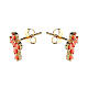 Agios stud earrings, gold plated cross with orange rhinestones, 925 silver s2