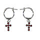 Earrings circle cross zircons rubies 925 silver Agios s1