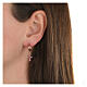 Agios huggie earrings with rosé cross of red ruby rhinestones, 925 silver s2
