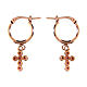 Agios huggie earrings with rosé cross of red ruby rhinestones, 925 silver s3