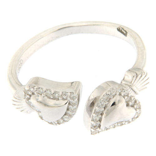 Anello Agios sacrum cor rodiato zirconi bianchi argento 925  3