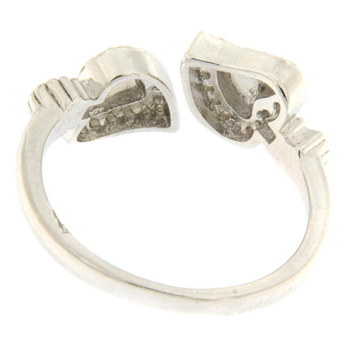 Anello Agios sacrum cor rodiato zirconi bianchi argento 925  5