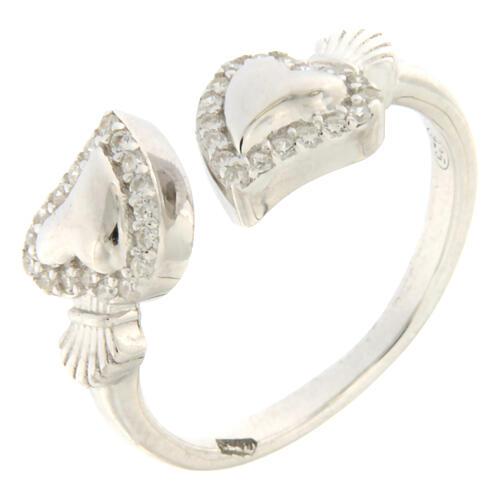 Agios sacred heart ring rhodium-plated white cubic zirconia 925 silver 1