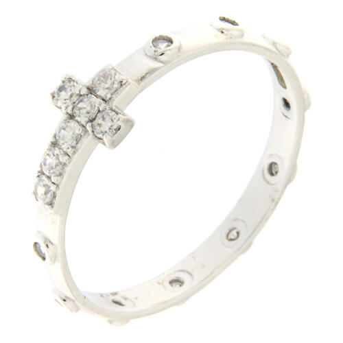 Rosenkranzring von Agios, 925er Silber, rhodiniert, weiße Zirkone 1