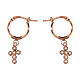 Agios huggie earrings with rosé cross of white rhinestones, 925 silver s1