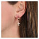 Agios huggie earrings with rosé cross of white rhinestones, 925 silver s2
