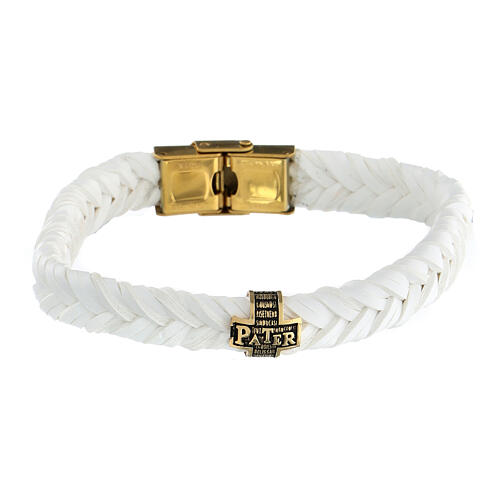 Agios bracelet of white fibre, burnished gold plated 925 silver 1