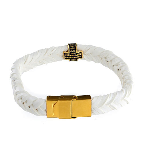 Agios bracelet of white fibre, burnished gold plated 925 silver 2