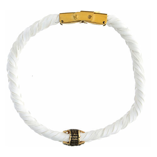 Agios bracelet of white fibre, burnished gold plated 925 silver 3