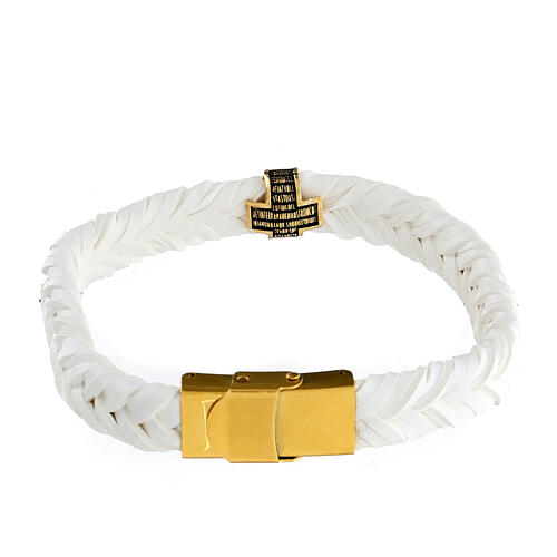 Agios bracelet of white fibre, burnished gold plated 925 silver 3