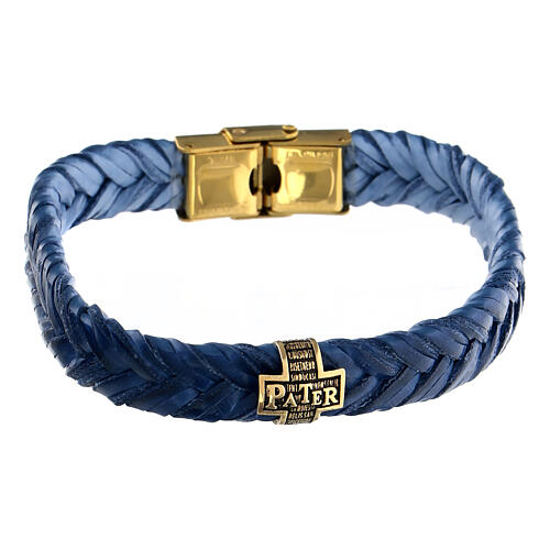 Armband von Agios, 925er Silber, vergoldet, brüniert, blaues Flechtband 1