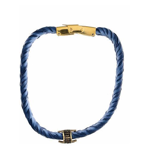 Agios bracelet of blue fibre, burnished gold plated 925 silver 3