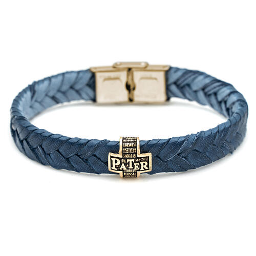 Bracciale Agios in fibra dorato brunito argento 925 blu 1
