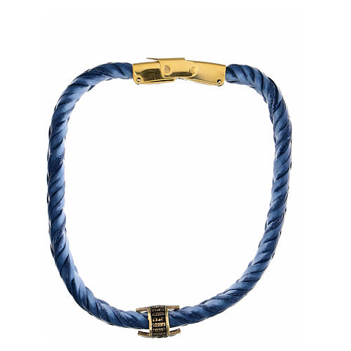 Bracciale Agios in fibra dorato brunito argento 925 blu 4