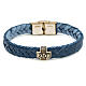 Bracciale Agios in fibra dorato brunito argento 925 blu s1